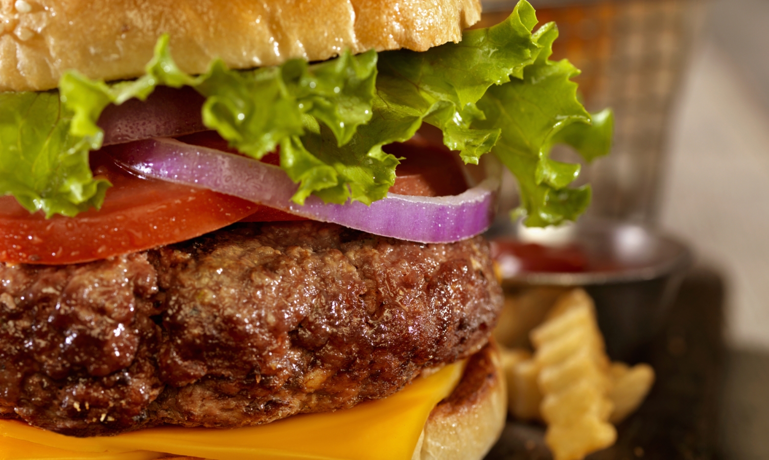 Deluxe Cheeseburger with a Basket of Fries-Photographed on Hasselblad H3D2-39mb Camera